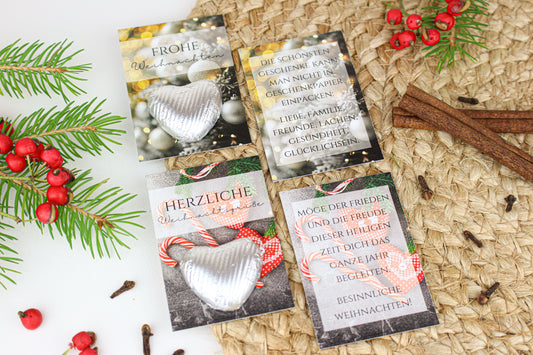 Schokokarte mit Schokoherz als kleines Weihnachtsgeschenk, Fairtrade-Schokolade aus Österreich, ideal als Give-Away