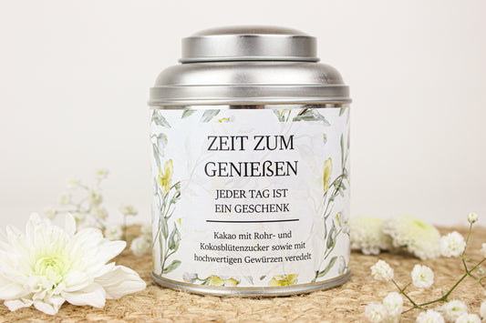 Kakao und Trinkschokolade in edler Geschenkdose, Fairtrade-Schokolade von Schokischenk, Exklusive Geschenkideen