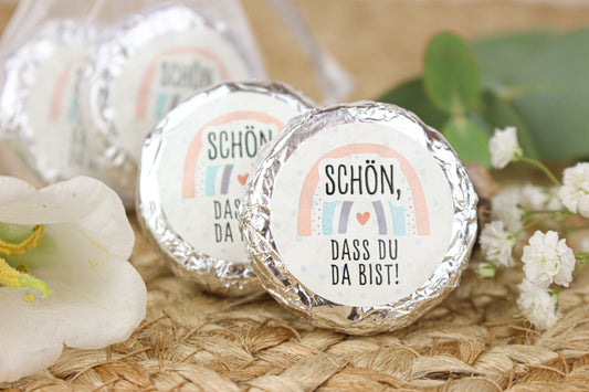 Organzasäckchen "Schön, dass du da bist!" Regenbogen