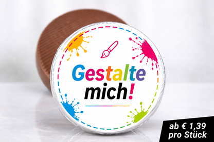 Schokotaler selbst gestalten, Schokotaler mit Motiv und Logo, Ideal für ein Gastgeschenk für eine Hochzeit oder Taufe, Fairtrade-Schokolade aus Österreich von Schokischenk